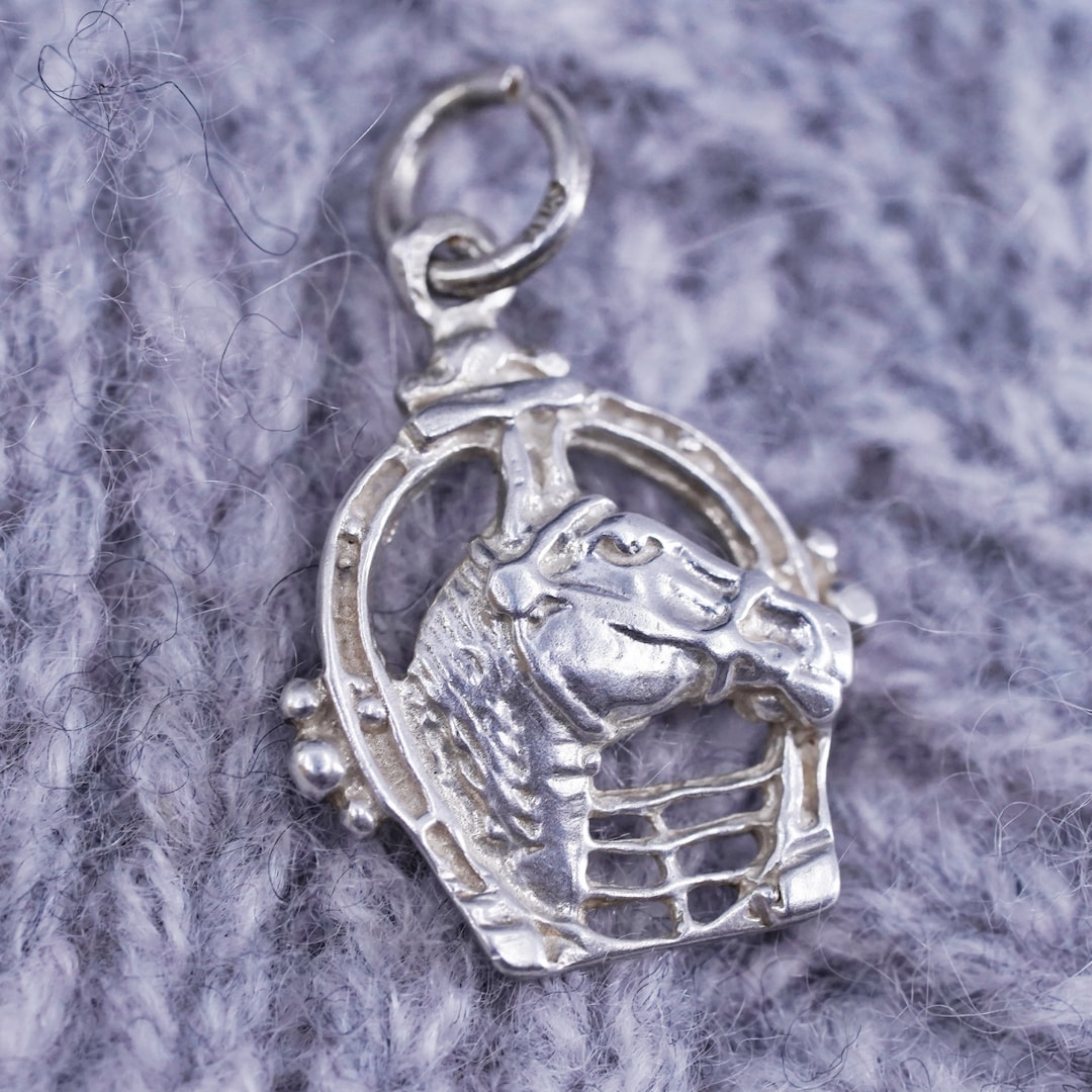 Racing Horse Charm .925 Sterling Silver Equestrian Pendant main image 1