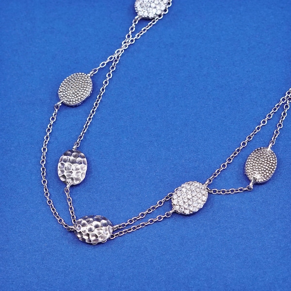 36”, 1mm, vintage FAS vermeil gold over Sterling silver necklace, 925 circle chain with textured disc and Cz, stamped 925 FAS