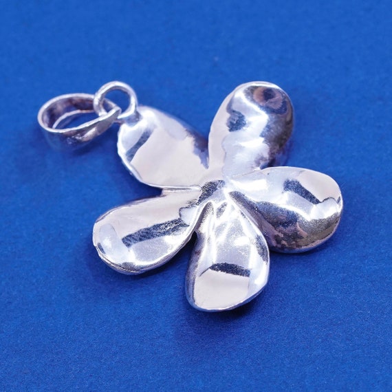Vintage Sterling silver handmade pendant, 925 flo… - image 5