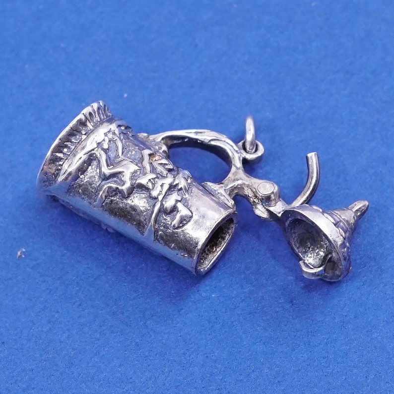 Sterling silver handmade pendant 520105 Vintage Solid 925 silver antique milk pot charm stamped 925