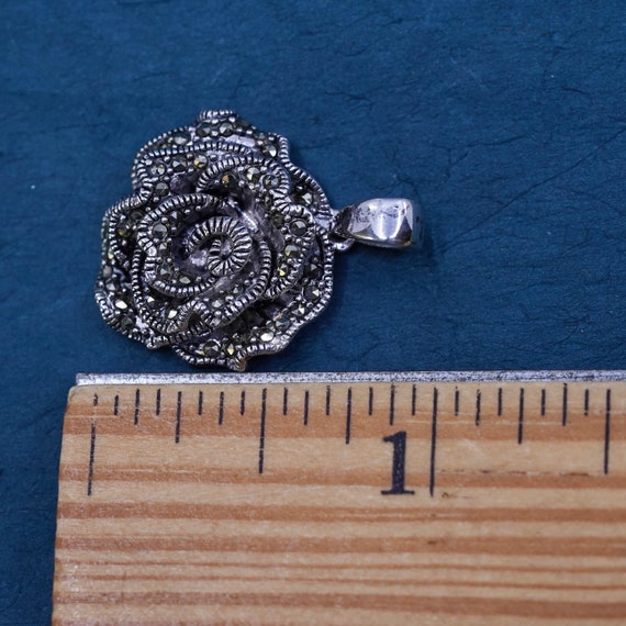 Vintage Sterling 925 silver handmade flower penda… - image 5