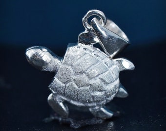 Vintage Sterling silver handmade pendant, 925 turtle charm, stamped 925