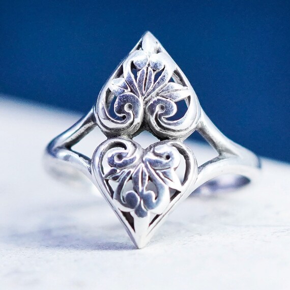 Size 5, vintage Sterling silver handmade ring, 92… - image 1