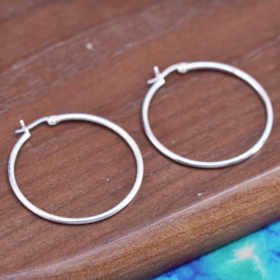 1.5”, vintage Sterling silver handmade hoop earrin