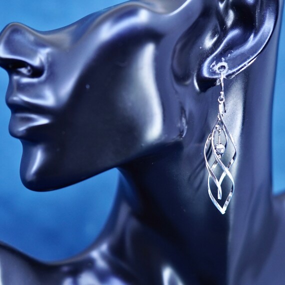 Vintage sterling silver handmade earrings, 925 tw… - image 2
