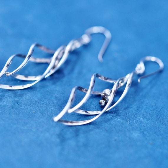 Vintage sterling silver handmade earrings, 925 tw… - image 5
