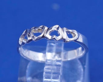 Size 7, vintage sterling silver handmade ring, 925 heart band
