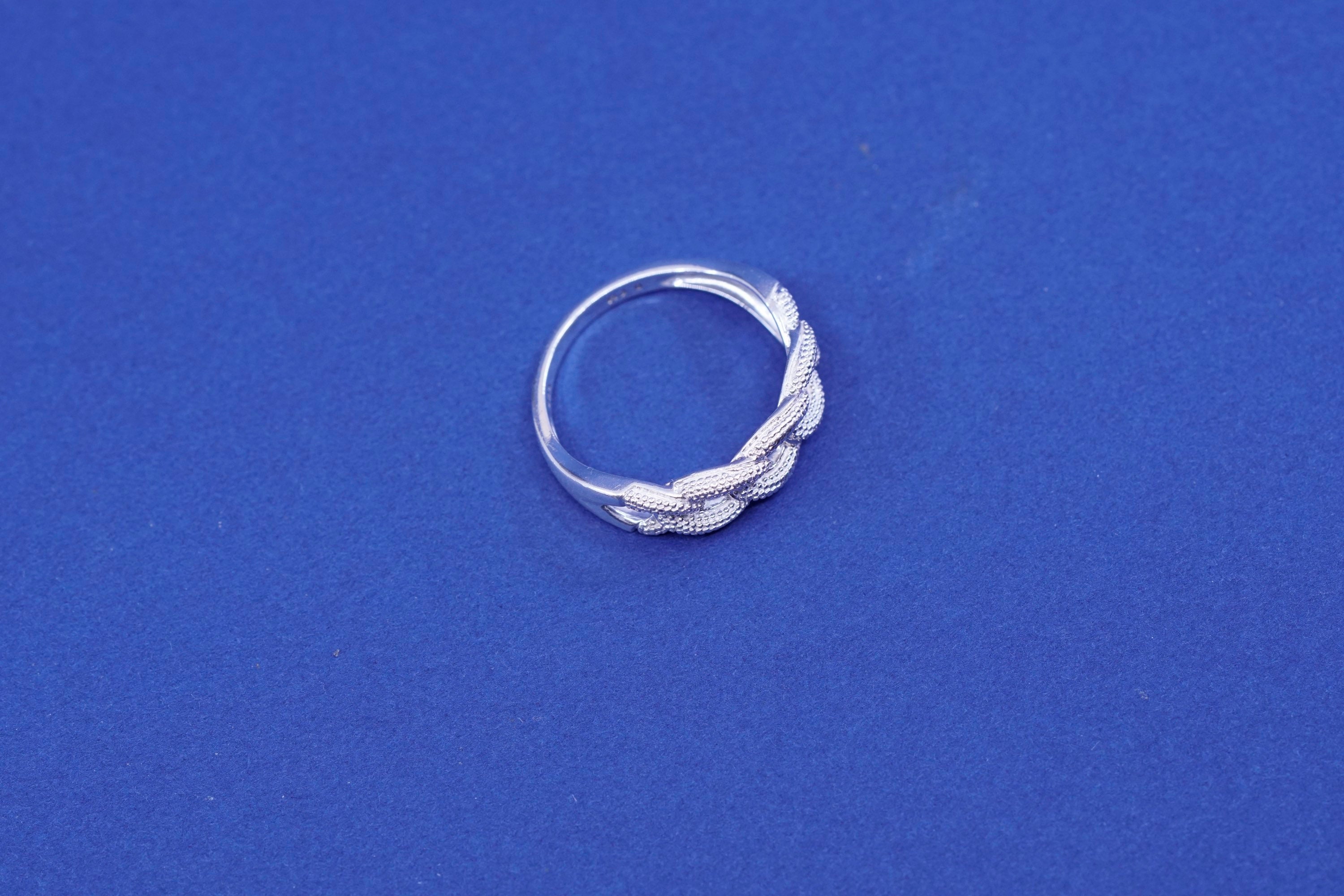 Size 8 Vintage RJ Sterling Silver Handmade Ring 925 Texture