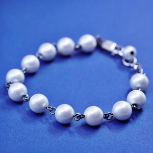 7”, Emily Ray Sterling silver handmade bracelet, 925 clasp freshwater pearl