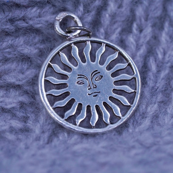Vintage Sterling silver handmade pendant, 925 sun… - image 2