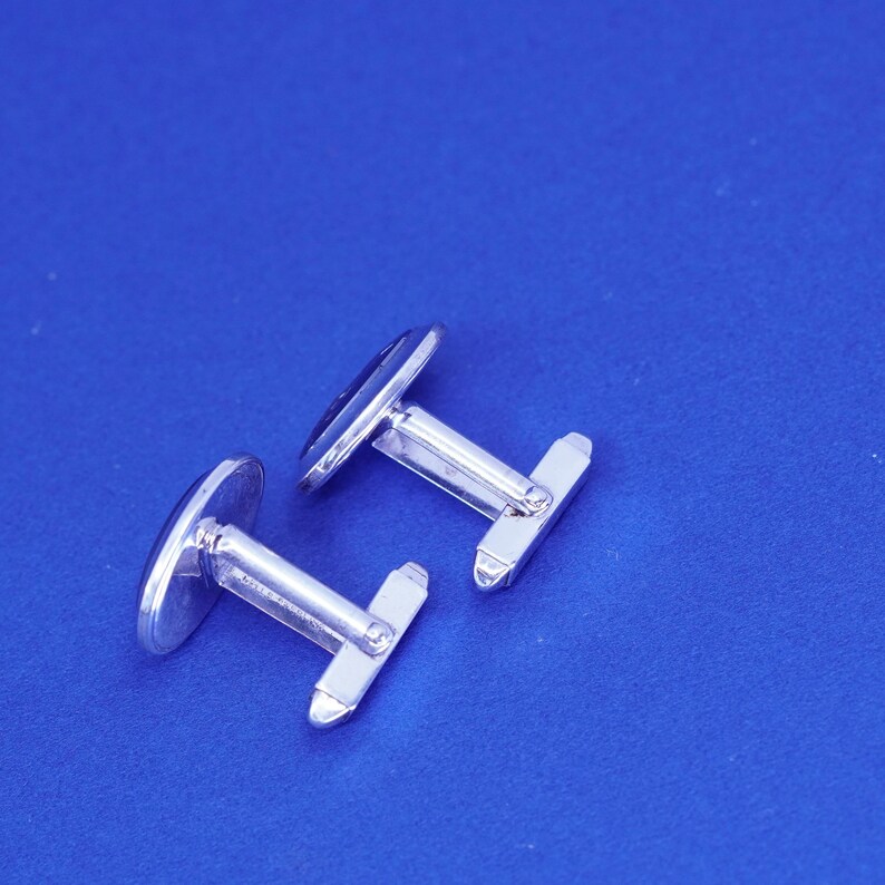 antique 925 cuff links stamped Sterling silver Vintage sterling silver Handmade hematite Roman soldier cufflinks