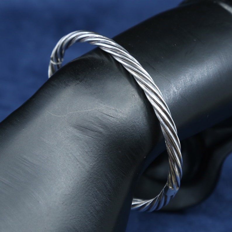 7.75 solid 925 silver twisted cable bangle vintage 530534 sterling silver handmade bracelet stamped 925 A