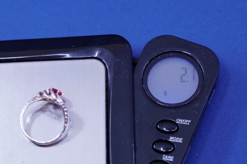 stamped Sterling Size 4.75 vintage Sterling 925 silver handmade ring with Ruby
