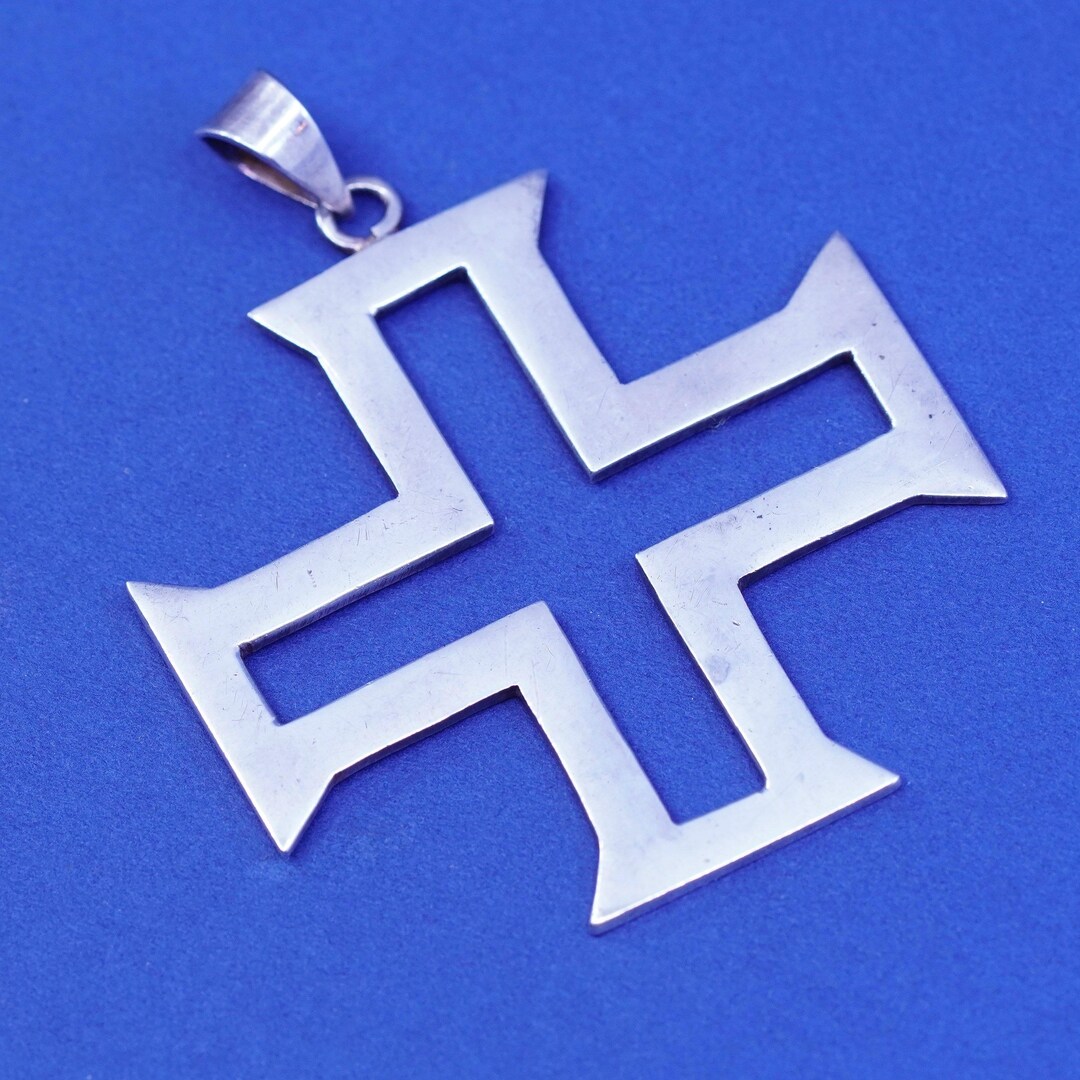 Vtg Mexico Handmade Jerusalem Cross Pendant 925 Sterling Silver - Etsy