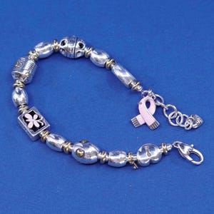 6.25+1”, vtg Brighton B Silver Tone bracelet, with heart charm “sister, mother image 5