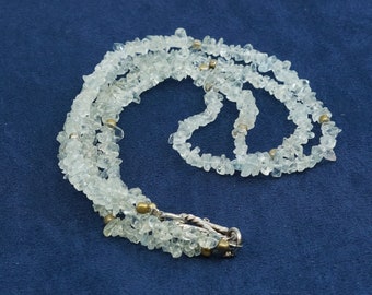 16”, vintage handmade necklace with crystal beads, and sterling silver S closure, silver tested