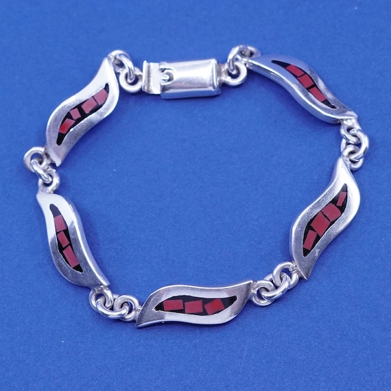 7”, vintage mexico Sterling silver handmade brace… - image 1