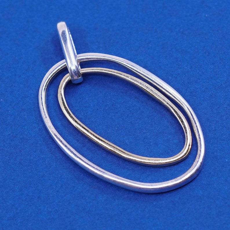 925 double circle pendant stamped 925 vintage two tone Sterling silver handmade pendant