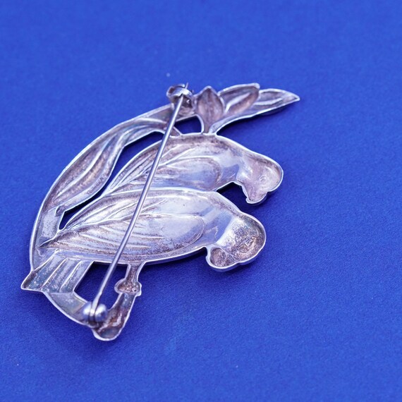 Vintages sterling silver handmade bird brooch, 92… - image 4