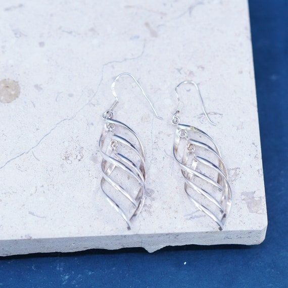 Vintage sterling silver handmade earrings, modern… - image 4