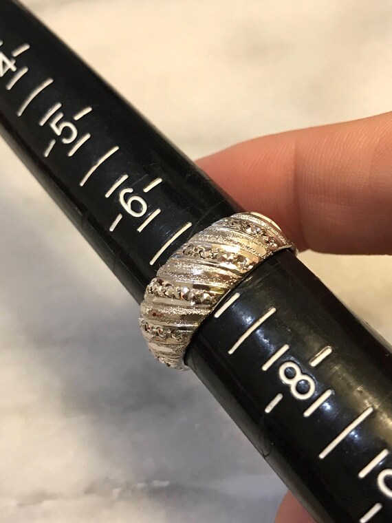 sz 7, vtg Sterling silver handmade ring, solid 925 silver band with marcasite View 5