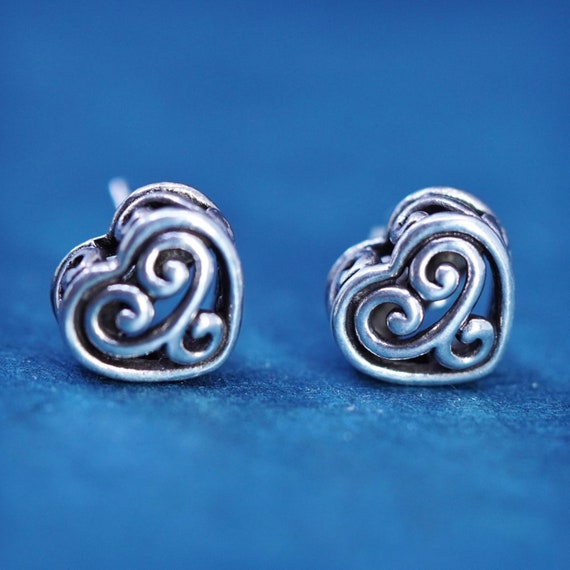 vintage Sterling silver handmade earrings, filigr… - image 1