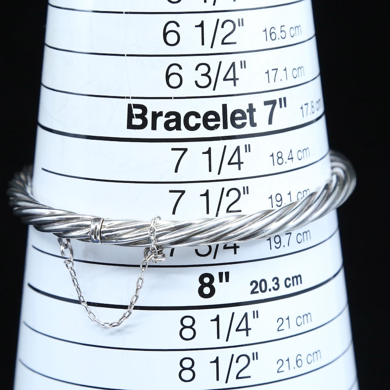 7.75 solid 925 silver twisted cable bangle vintage 530534 sterling silver handmade bracelet stamped 925 A