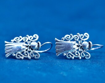Vintage Sterling Silber Ohrringe, 925 Engel, handgefertigt