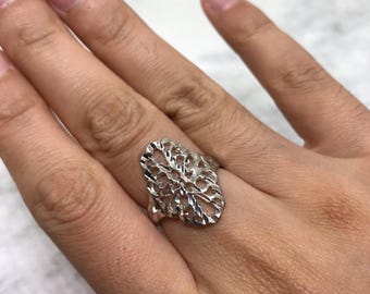 sz 7, vtg Sterling silver handmade ring, 925 band w/ filigree