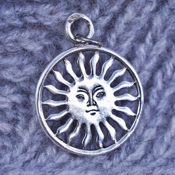 Vintage Sterling silver handmade pendant, 925 sun… - image 1