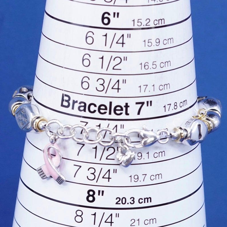 6.25+1”, vtg Brighton B Silver Tone bracelet, with heart charm “sister, mother image 7