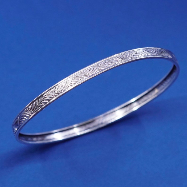 vintage sterling silver handmade bracelet 560004 8 stamped sterling solid 925 silver bangle with textured surface