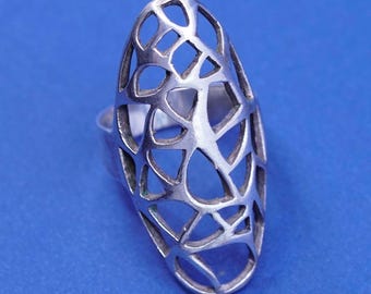 Size 7, vintage Sterling silver handmade ring, 925 filigree band