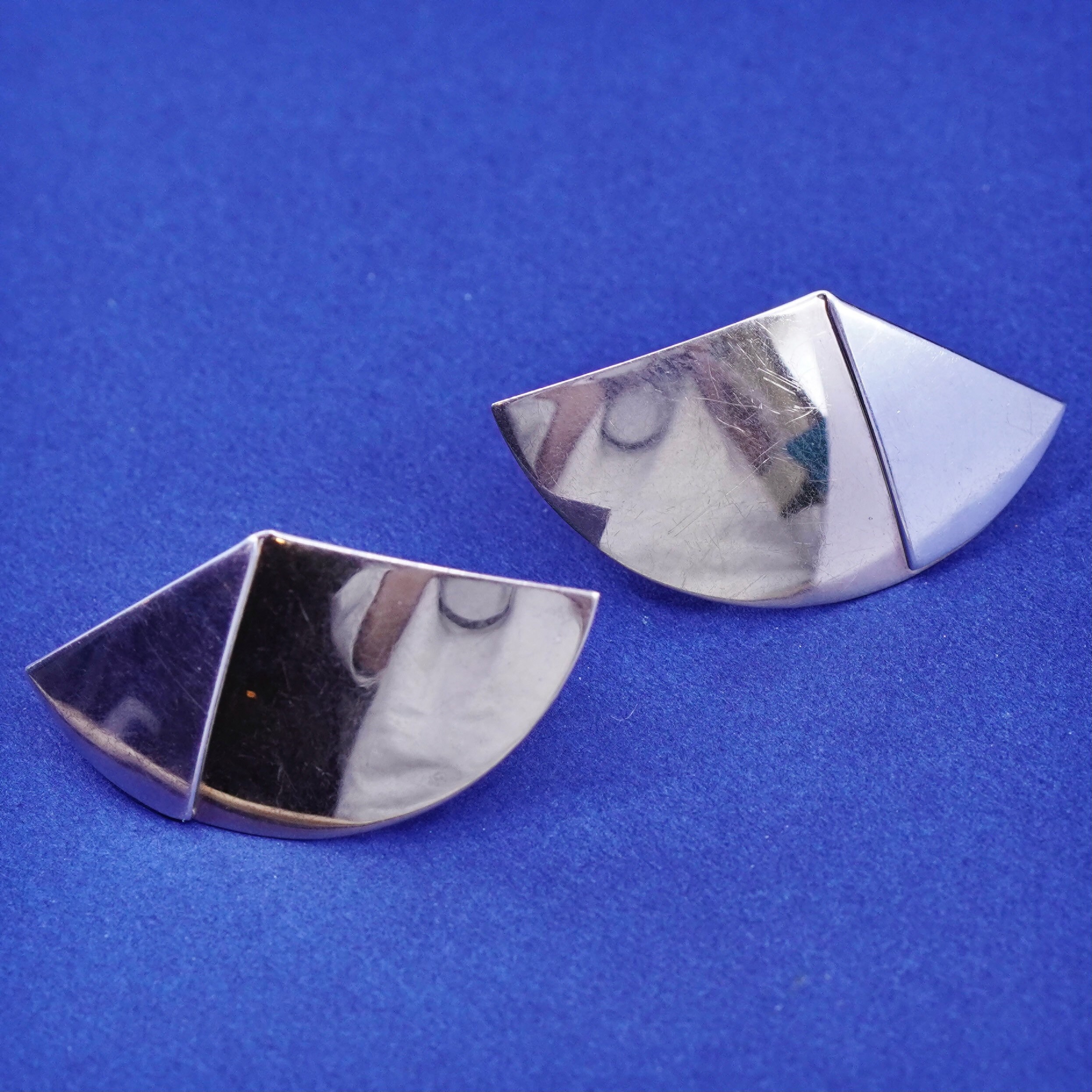 Vintage Ed Levin 14K Sterling Silver Handmade Earrings 925 Modern Fin Studs Stamped Ed Levin Sterling 14K Etsy Canada
