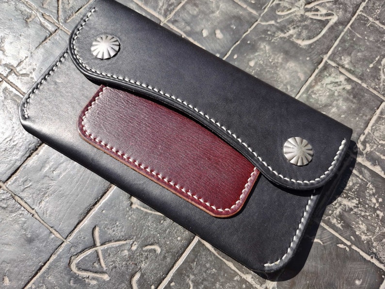 Long biker wallet for men pattern/ leather pattern/ leather | Etsy