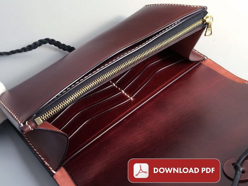 Handmade Japanese style Long Wallet Leather Pattern PDF with Etsy