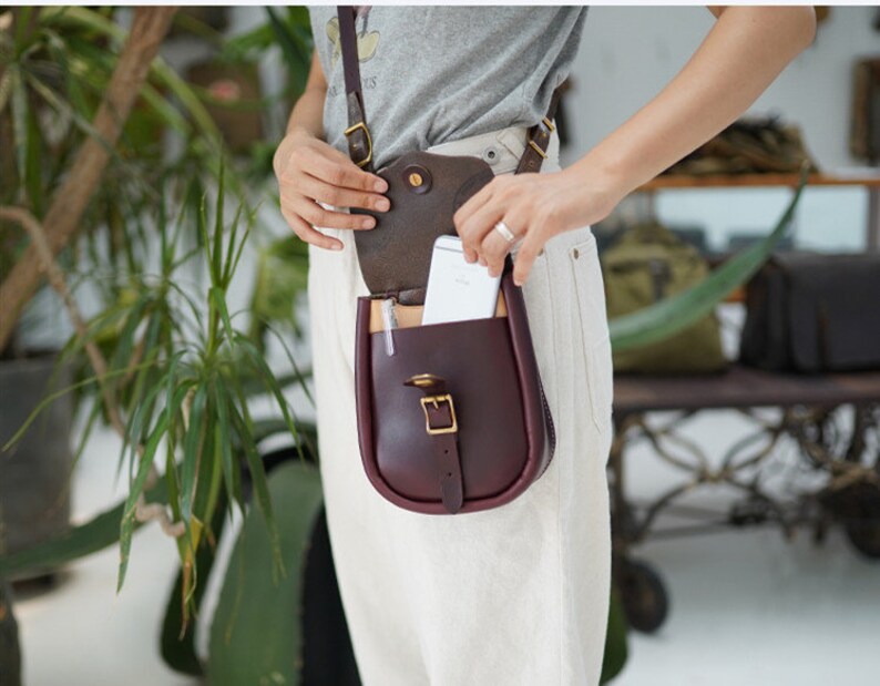 Horween Vintage Cross Body Bag Leather Pattern/ Lady Bag Etsy