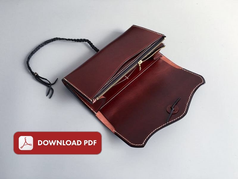 Handmade Japanese style Long Wallet Leather Pattern PDF with Etsy