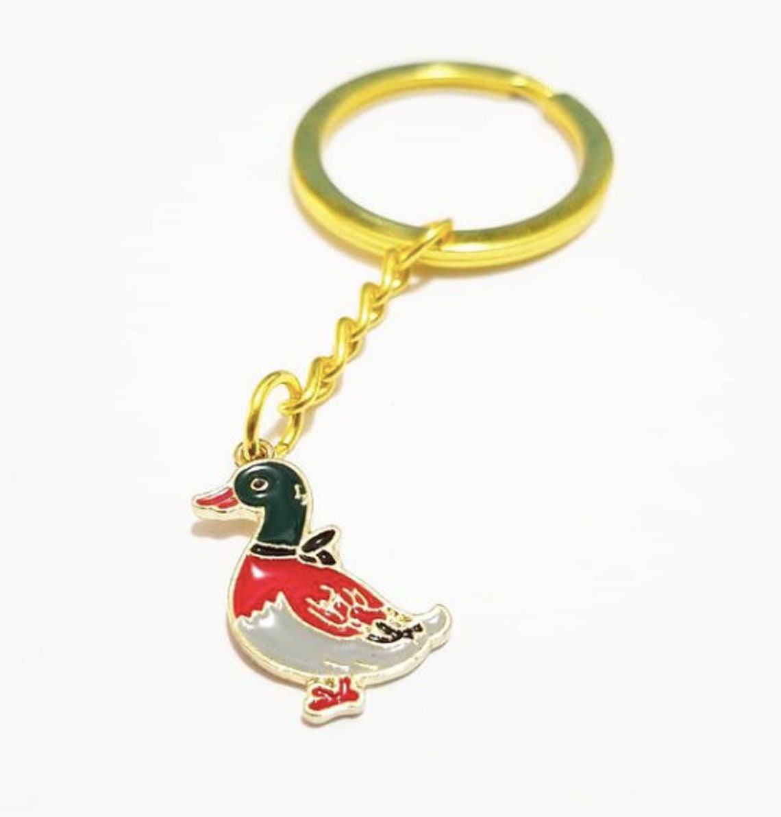 Duck Keychain mallard duck Keychain Animal Keyring Key Etsy