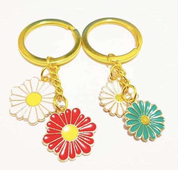 Flowers Keychain Floral Keychain Keychain Keyring Key Etsy