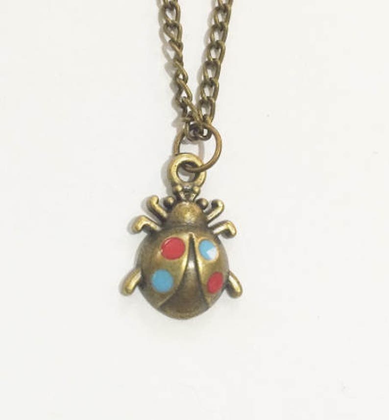 Ladybug Pendant Necklace Antique Bronze Necklace Simple Etsy