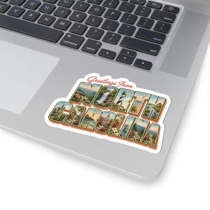 Greetings from North Carolina Vinyl Decal Sticker - North Carolina Vacation - Vintage Postcard - For Laptop, Water Bottle, Gift afbeelding 5