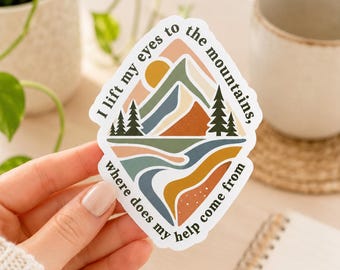 Sticker berg Psalm 121:1 | Kiss-cut vinyl sticker