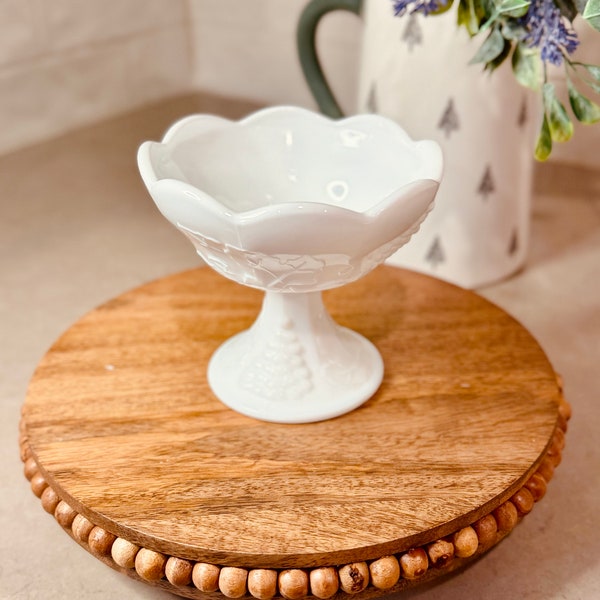 Candle Vessel: Vintage Milk Glass Pedestal Cup