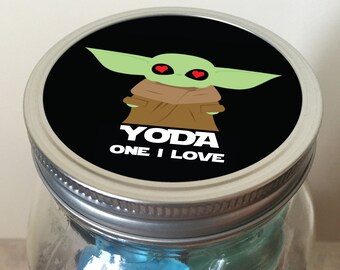 Instant Download Mini Bar in a Jar Lid Design - Yo da One I Love - Digital Download