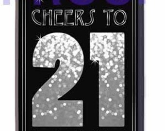 Instant Download 21st Birthday Wine Label - Cheers to 21 - Finally Legal