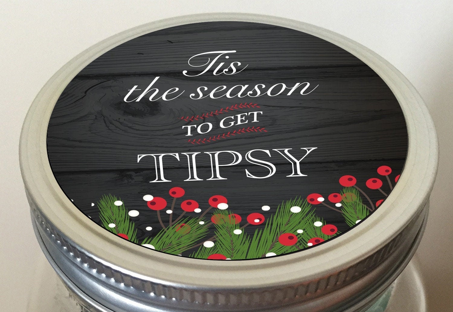 Instant Download Mini Bar in a Jar Lid Design Holly Tis the Etsy