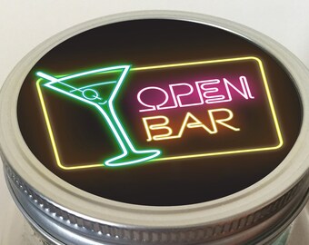 Mini Bar in a Jar Lid Design: Neon Open Bar (Digital Download)