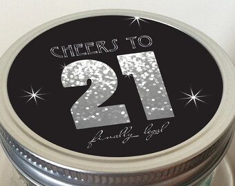 Instant Download Mini Bar in a Jar Lid Design - Cheers to 21st Birthday - Digital Download