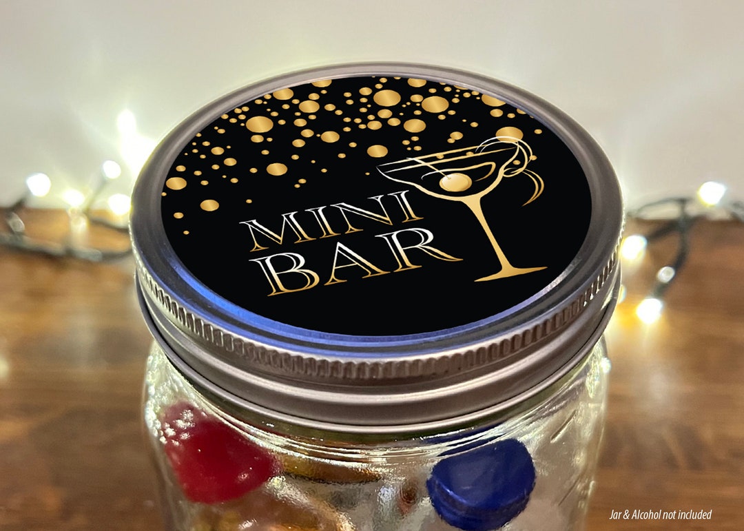 Instant Download Mini Bar in a Jar Lid Design Gold Dots - Etsy
